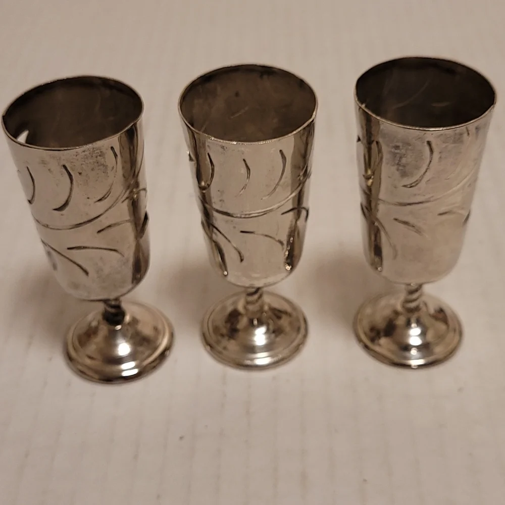 Set of 6 Vintage Mexican Silver / Alpaca Cordial Cages